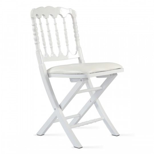 Chaise pliante blanche en bois