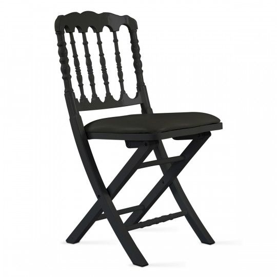 Chaise pliante noire en bois
