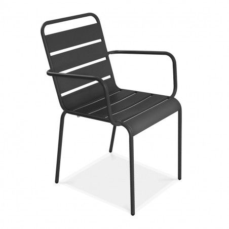 fauteuils de terrasse en métal gris Lot de 4