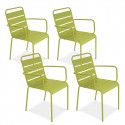Lot de 4 fauteuils de terrasse en métal vert Lot de 4 fauteuils de terrasse en métal vert