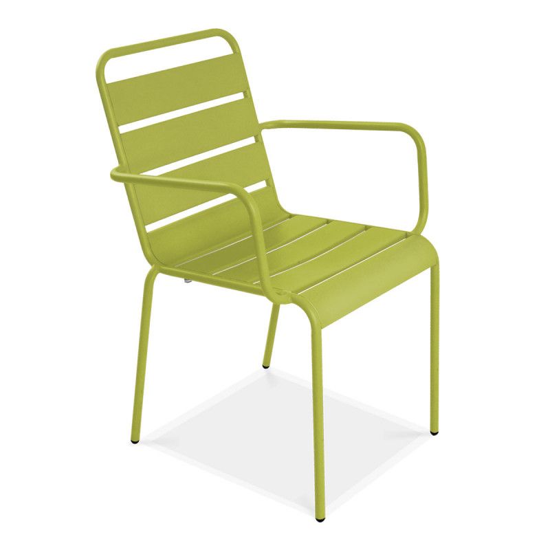 Lot de 4 fauteuils de terrasse en métal vert Lot de 4 fauteuils de terrasse en métal vert