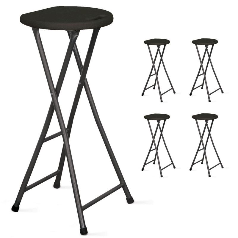 Tabouret haut pliant noir - Lot de 5