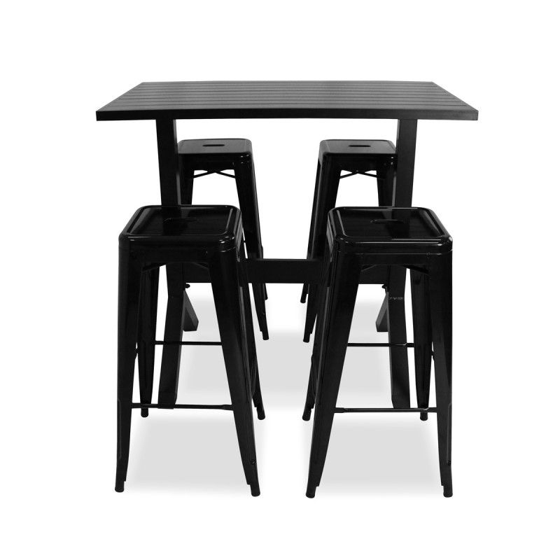 Table de terrasse haute en aluminium noir Table de terrasse haute en aluminium noir