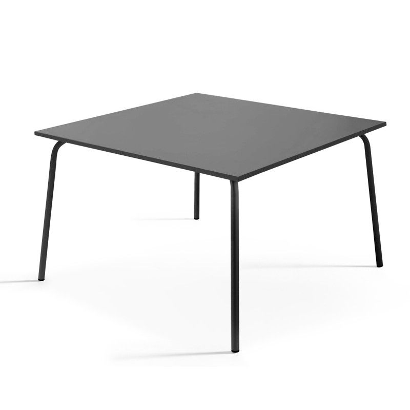 Table de terrasse carrée en métal gris 8 places