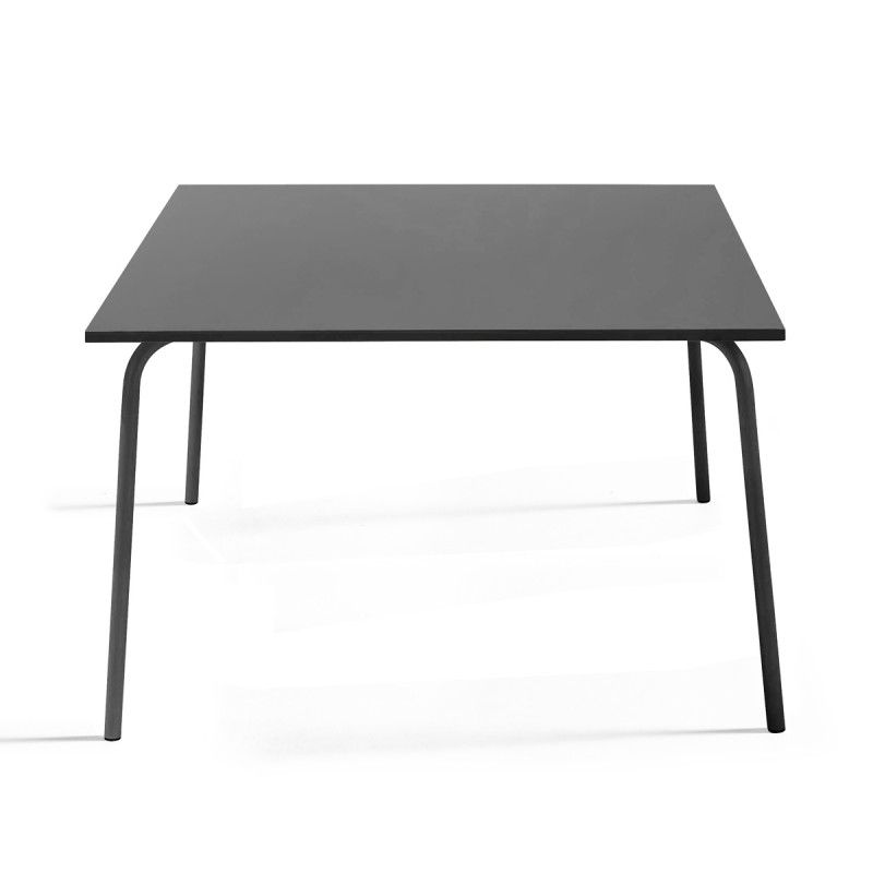 Table de terrasse carrée en métal gris 8 places PALAVAS Table de terrasse carrée en métal gris 8 places PALAVAS