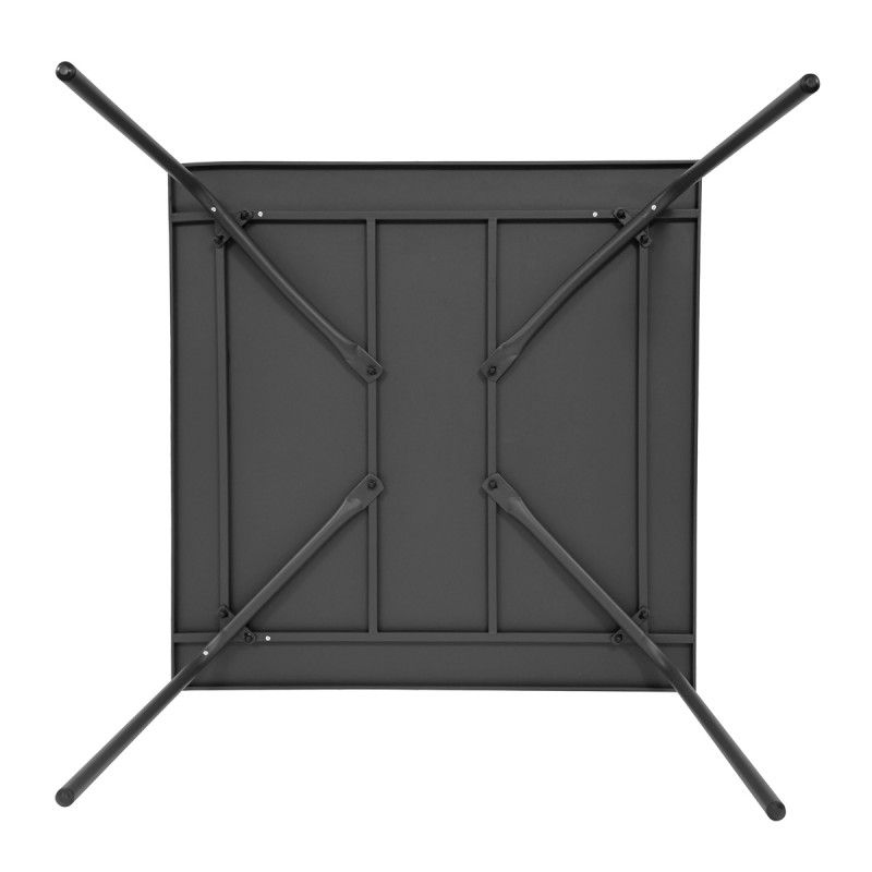 Table de terrasse carrée en métal gris 8 places Table de terrasse carrée en métal gris 8 places