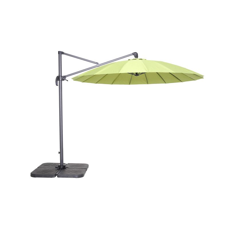 Parasol déporté rond PRO+ 3m inclinable et rotatif 360° vert Parasol déporté rond PRO+ 3m inclinable et rotatif 360° vert