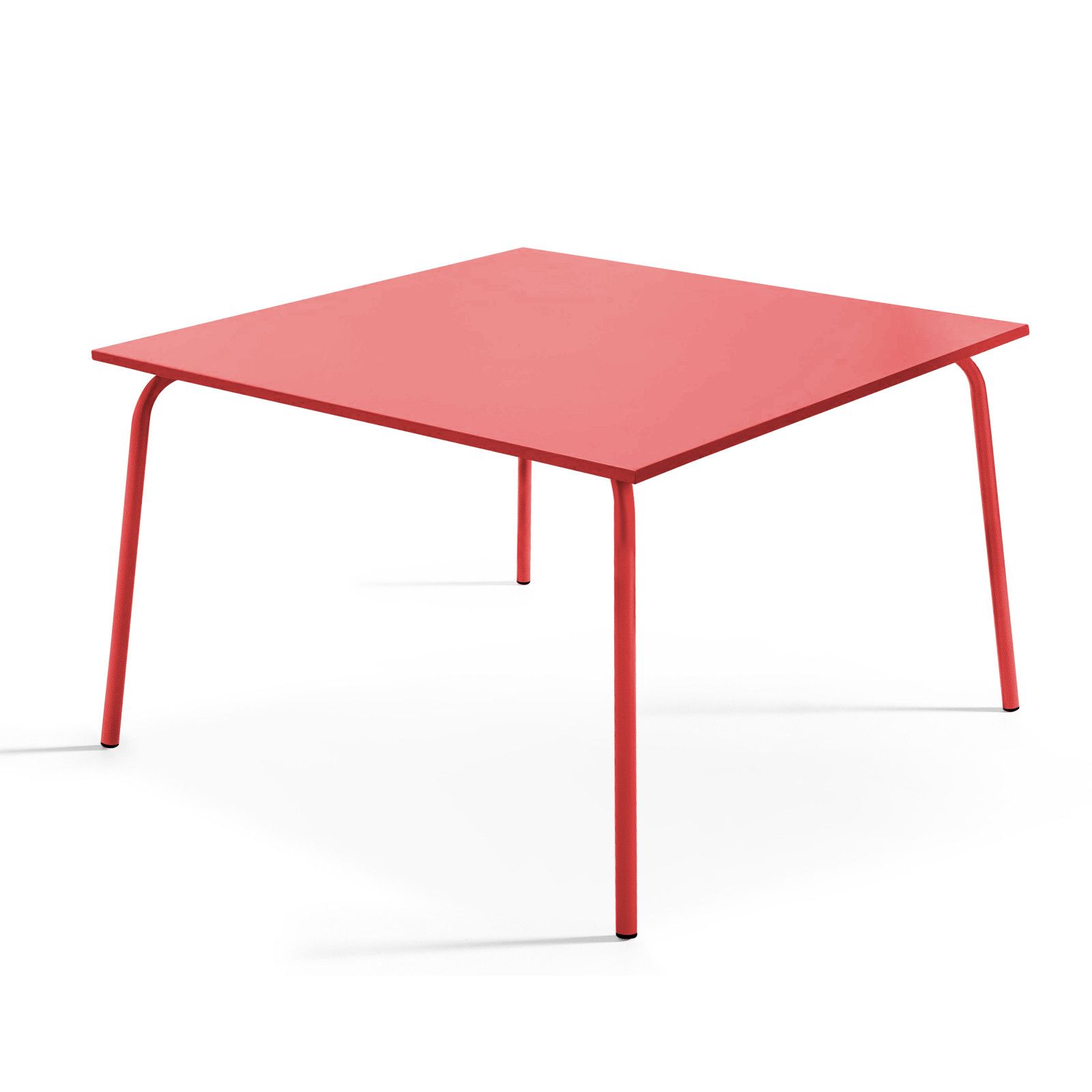 Table de terrasse carrée en métal rouge 8 places