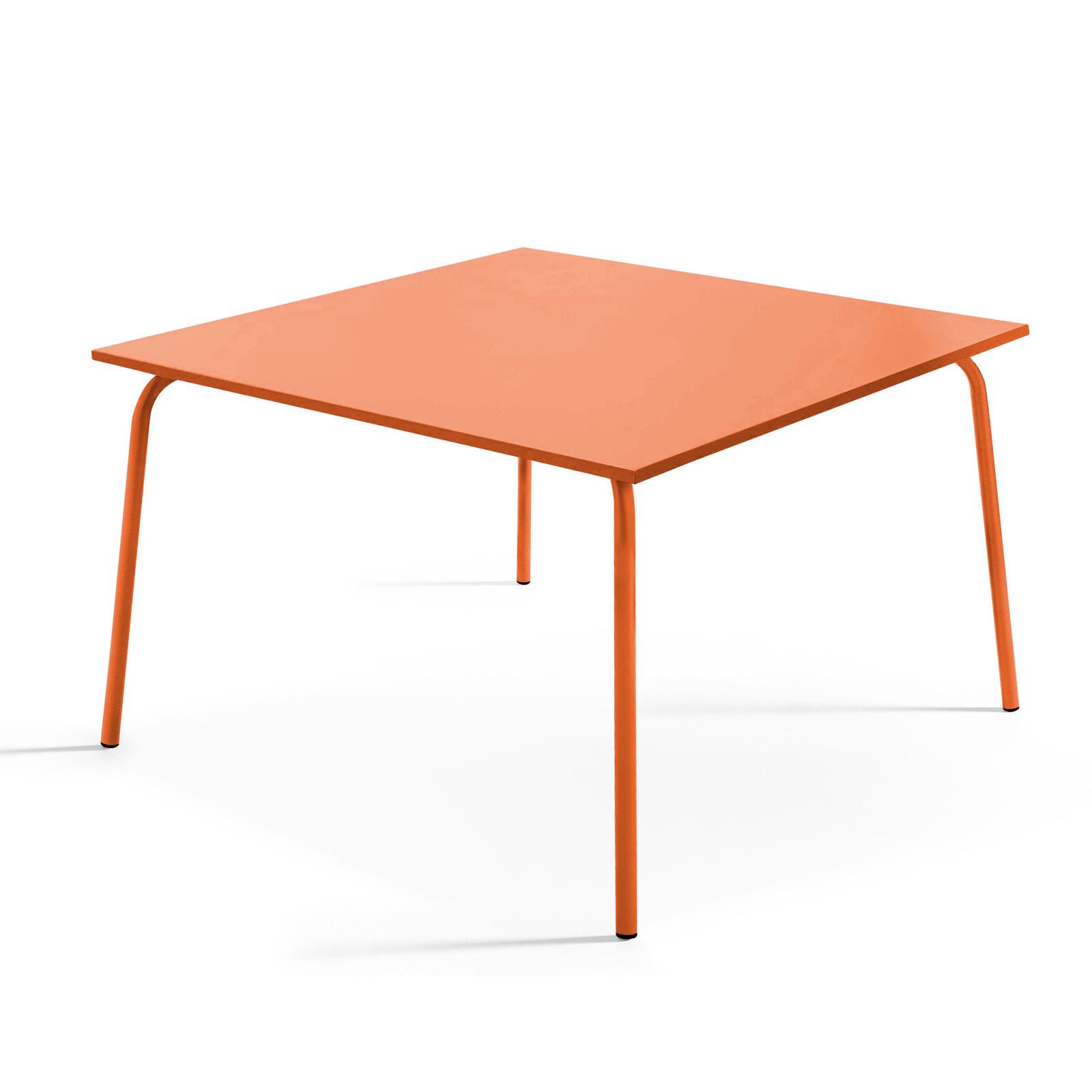 Table de terrasse carrée en métal orange 8 places