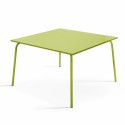 Table de terrasse carrée en métal vert 8 places