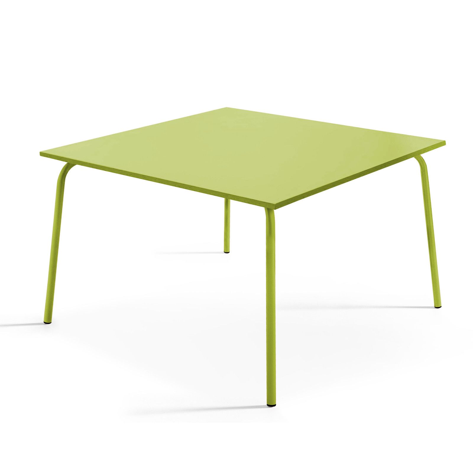 Table de terrasse carrée en métal vert 8 places