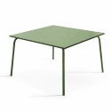 Table de terrasse carrée en métal vert cactus 8 places