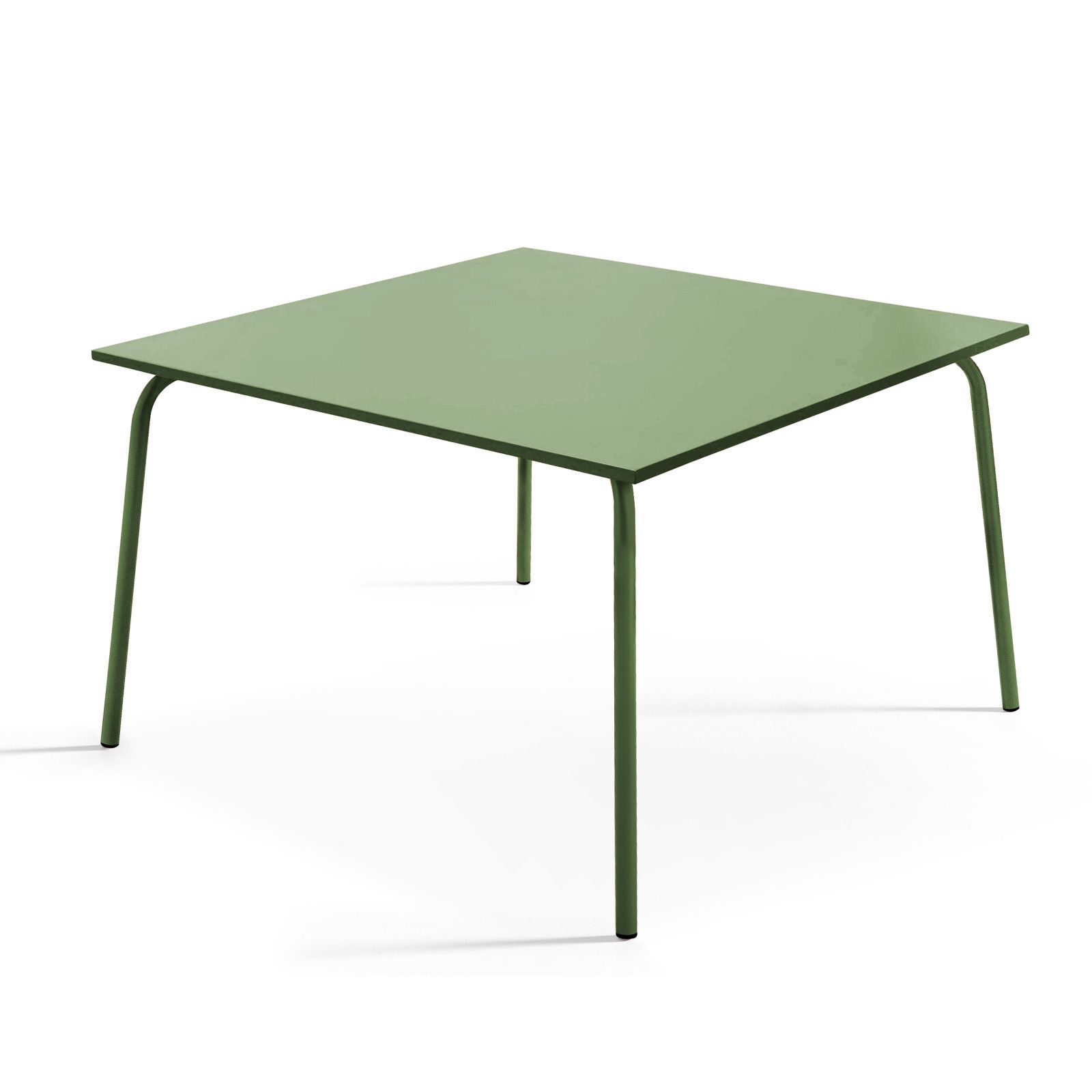 Table de terrasse carrée en métal vert cactus 8 places