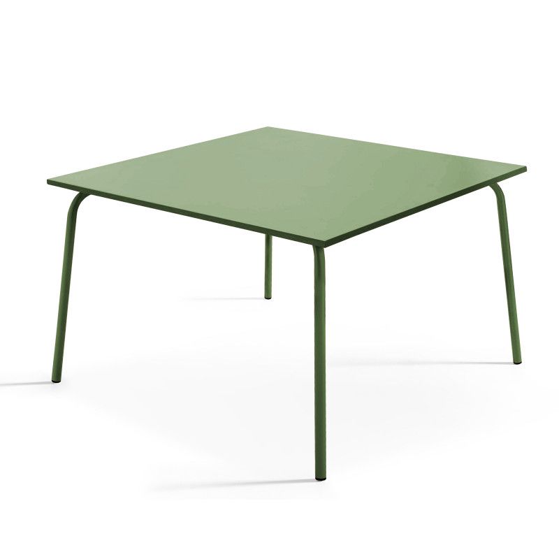 Table de terrasse carrée en métal vert cactus 8 places Table de terrasse carrée en métal vert cactus 8 places
