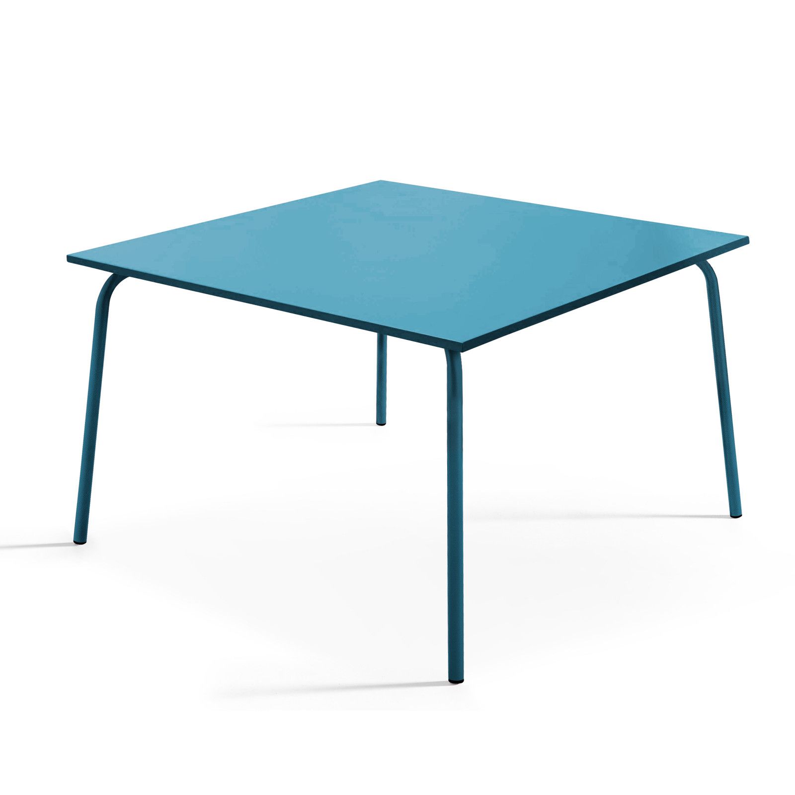 Table de terrasse carrée en métal bleu pacific 8 places