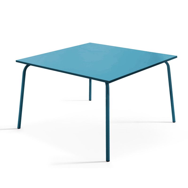 Table de terrasse carrée en métal bleu pacific 8 places Table de terrasse carrée en métal bleu pacific 8 places