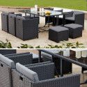 Table et fauteuils de jardin gris en résine encastrable Table et fauteuils de jardin gris en résine encastrable