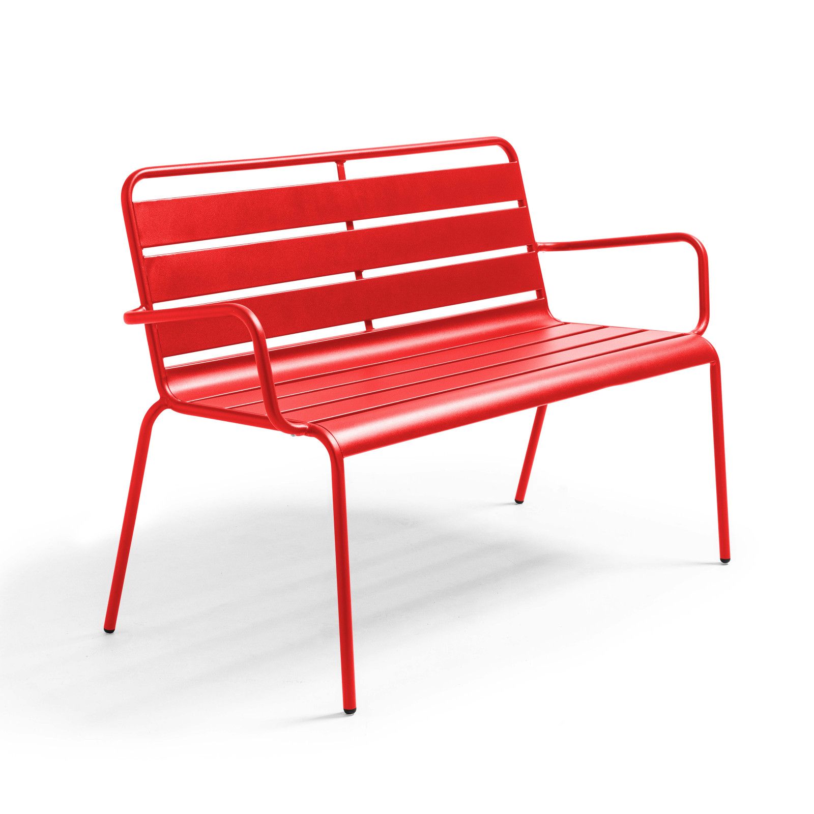 Banc en métal rouge