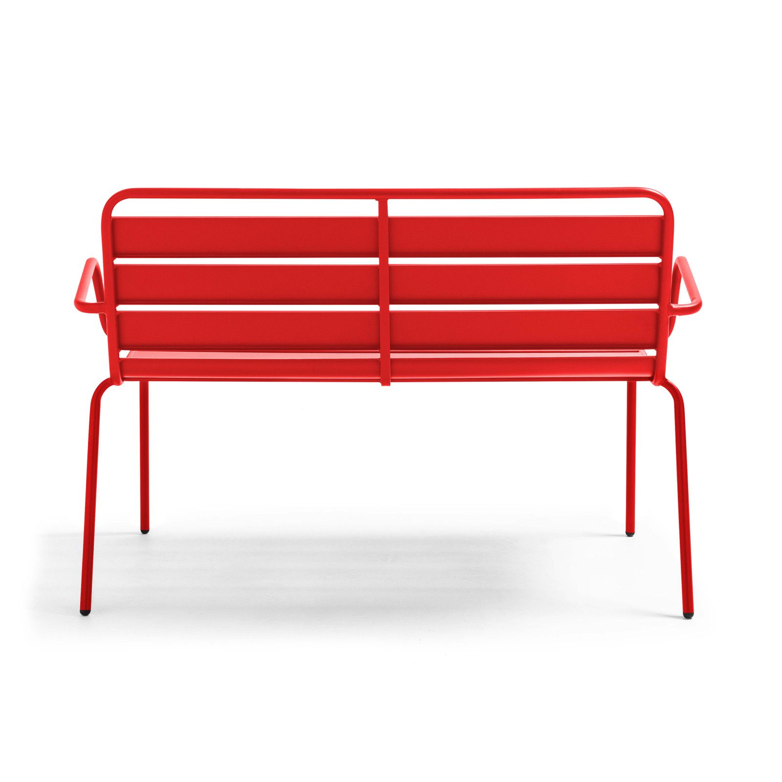 Banc de jardin rouge en métal