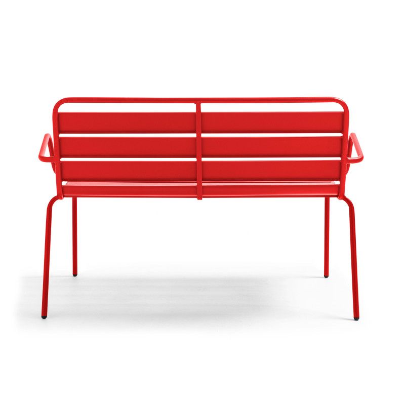 Banc de jardin rouge en métal (2/6)