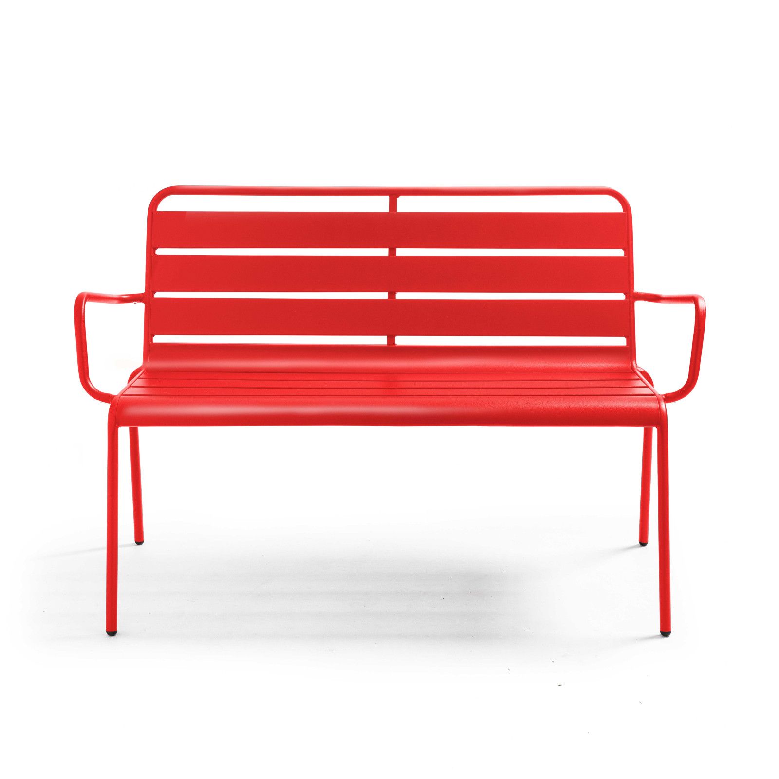 Banc métal de jardin rouge