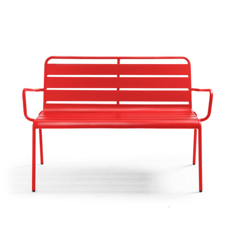 Banc métal de jardin rouge