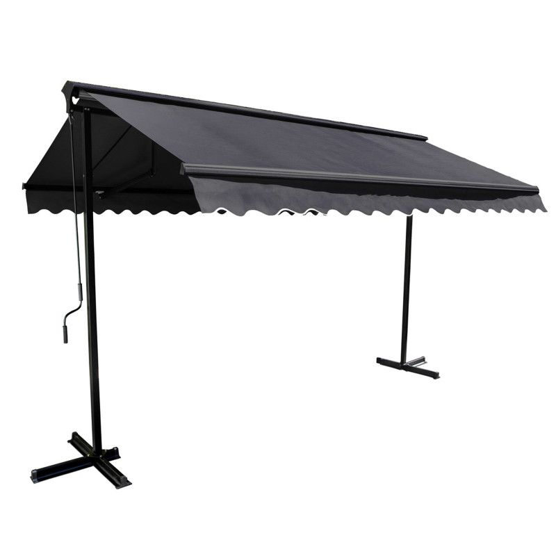 Store double pente sur pieds 3x3m avec coffre gris