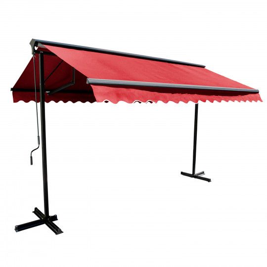 Store double pente sur pieds avec coffre et manivelle | Mobeventpro