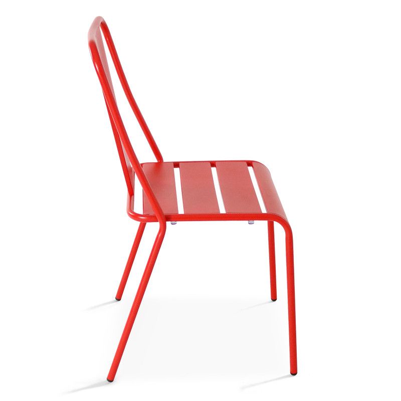 Chaise bistrot rouge en métal DIEPPE | Mobeventpro  (4/6)