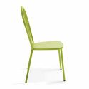 Chaise métal verte dossier arrondi