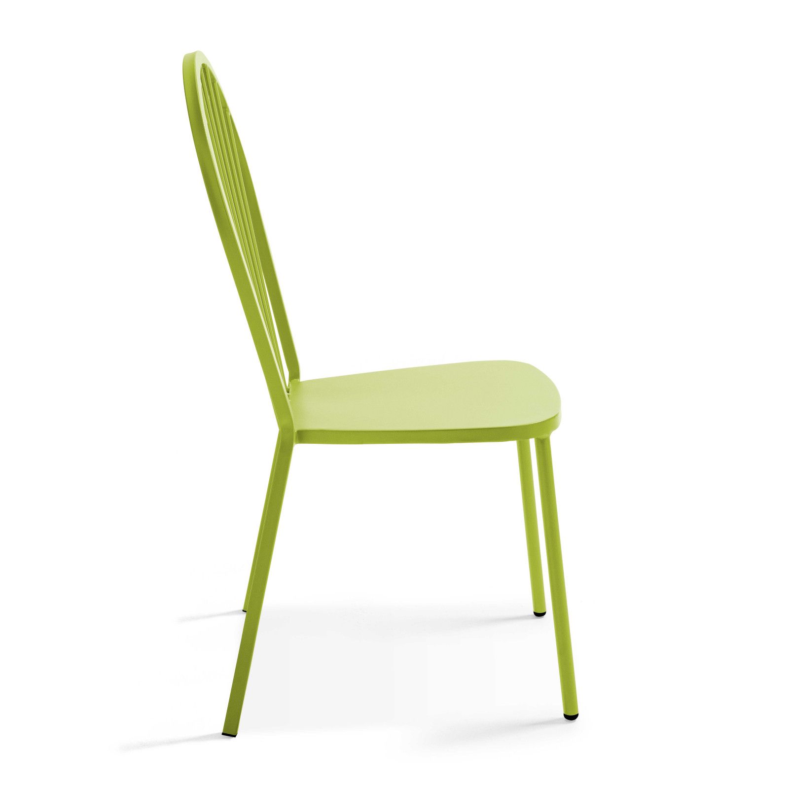 Chaise métal verte dossier arrondi