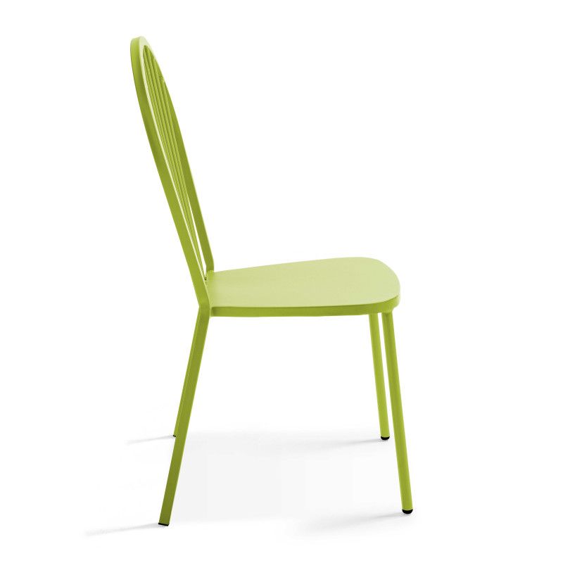 Chaise métal verte dossier arrondi (3/5)