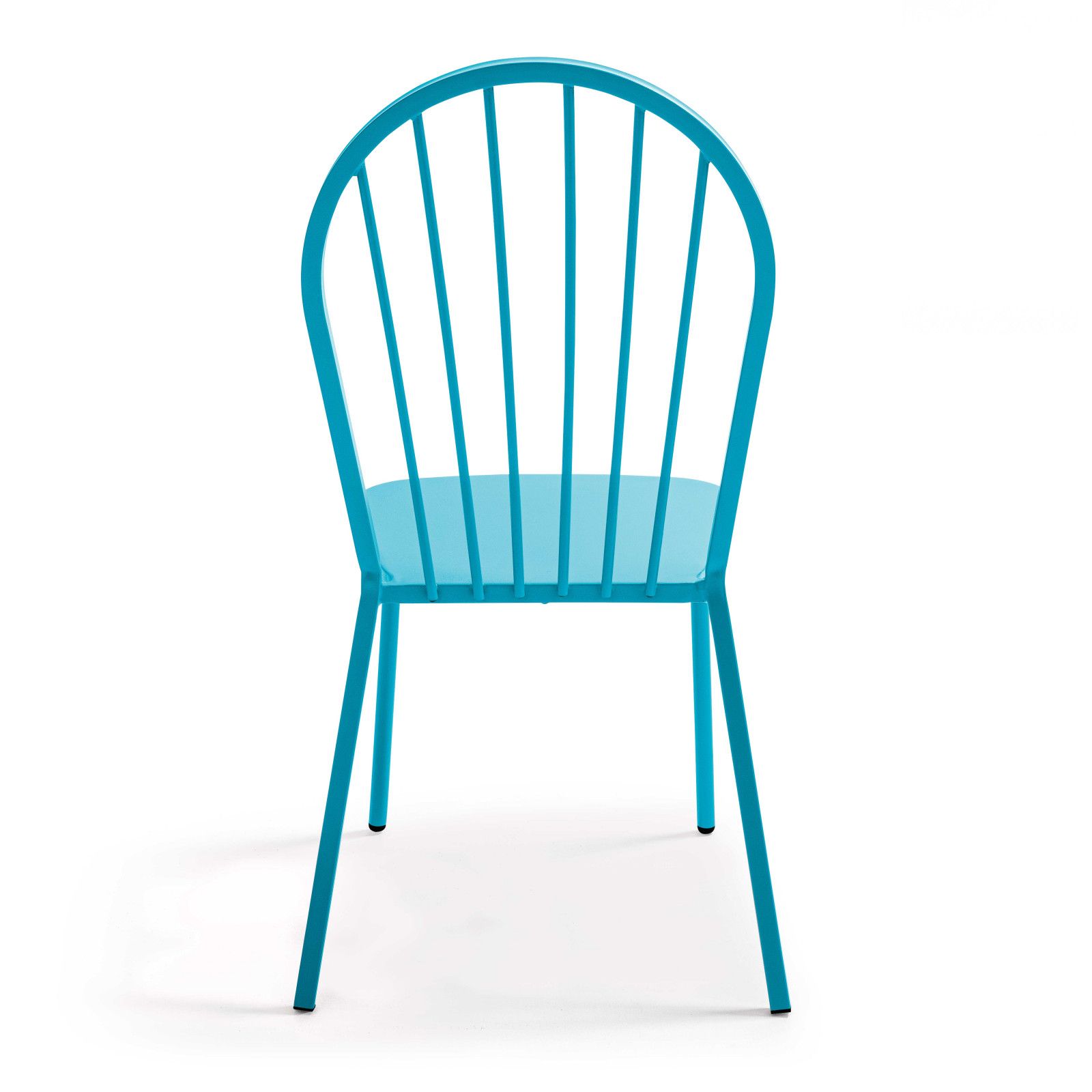 Chaise en métal rétro bleue