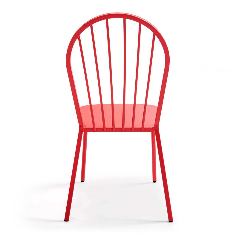 Chaise en métal rétro rouge (2/6)
