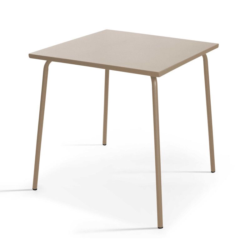 Table bistro carrée en métal taupe