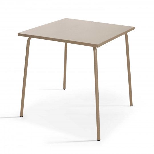 Table bistro carrée en métal taupe