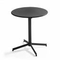 Table de terrasse ronde en acier gris avec plateau rabattable ⌀70cm