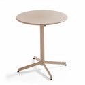 Table de terrasse ronde en acier taupe avec plateau rabattable ⌀70cm
