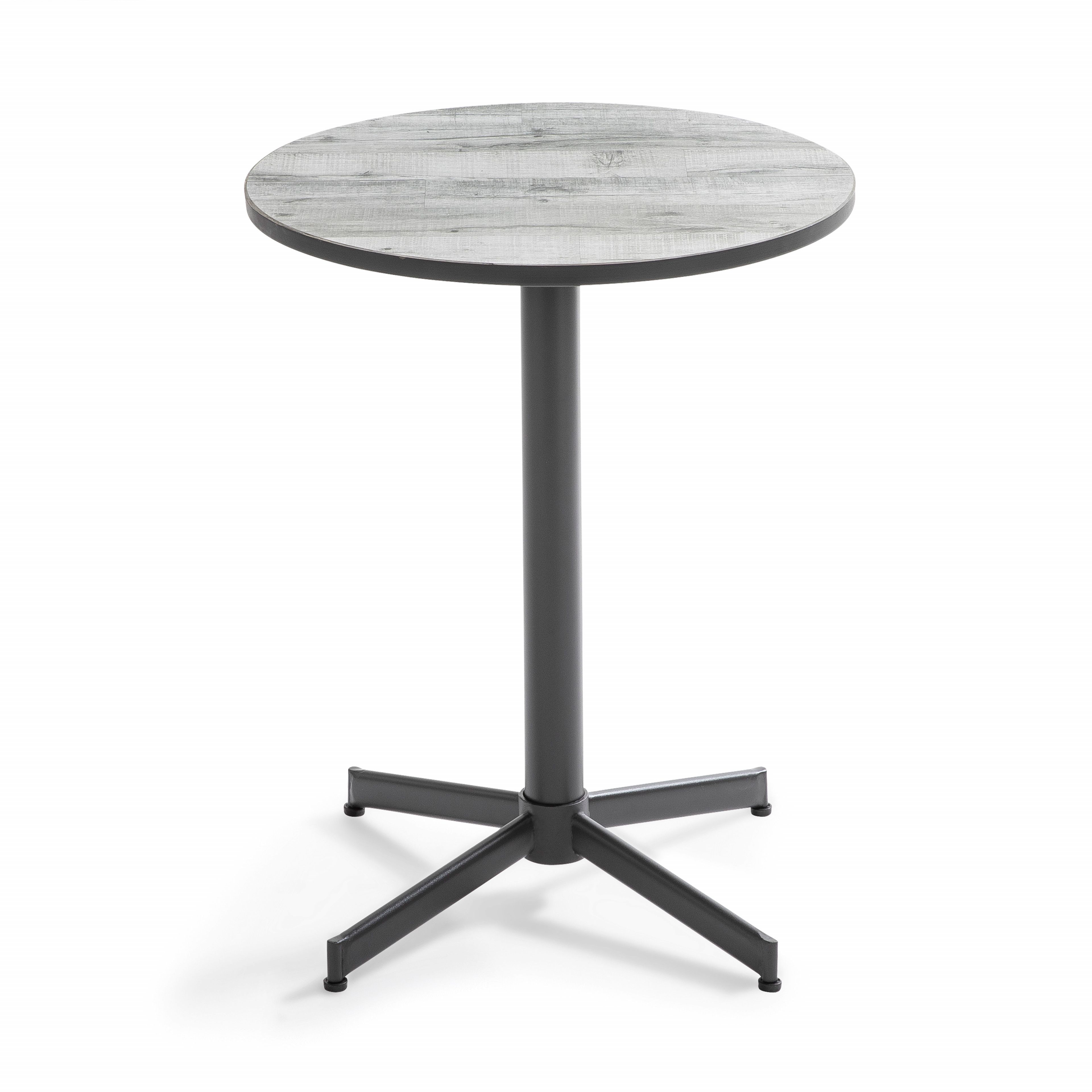 Table bistrot ronde plateau céramique effet bois