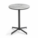 Table bistro ronde plateau céramique effet bois et 2 fauteuils