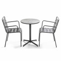 Table bistro ronde plateau céramique effet bois et 2 fauteuils