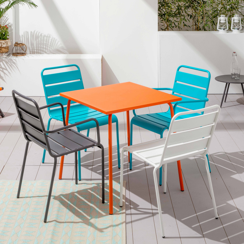 Table métal Palavas et 4 chaises plusieurs coloris Table métal Palavas et 4 chaises plusieurs coloris