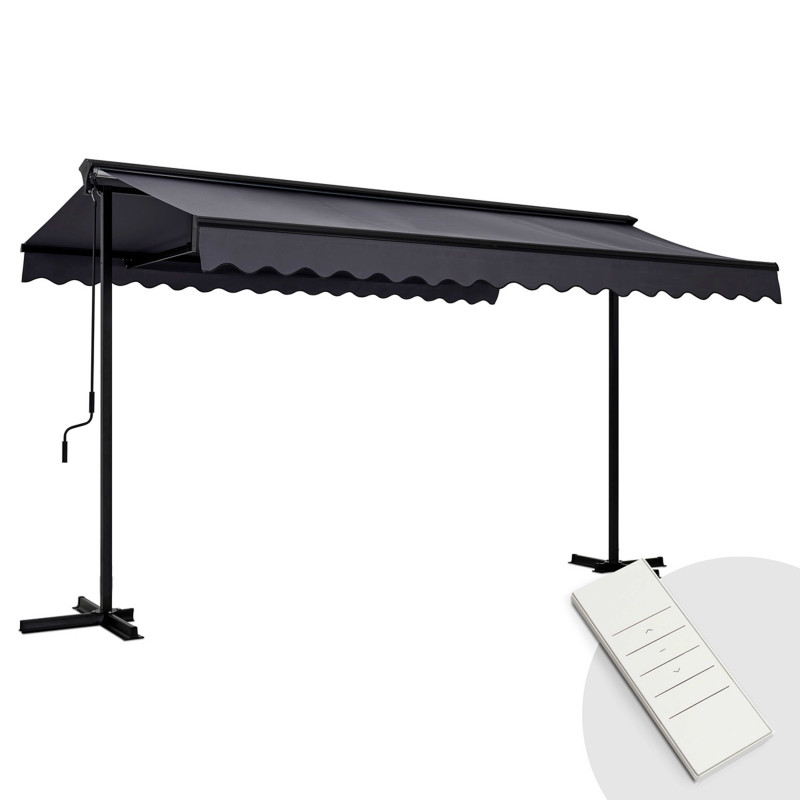 Store double pente motorisé gris avec coffre 3 x 4 m | DELGADA