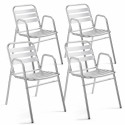 Lot de 4 Chaises aluminium Fauteuils terrasse empilables