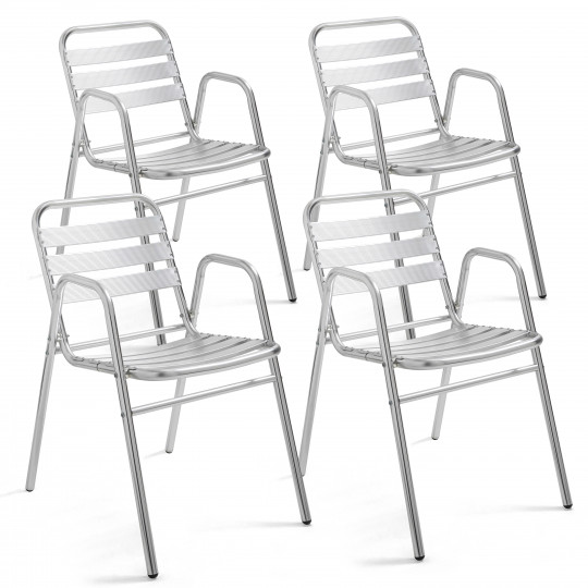 Lot de 4 Chaises aluminium Fauteuils terrasse empilables