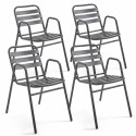 Lot de 4 Chaises aluminium gris anthracite Fauteuils terrasse empilables