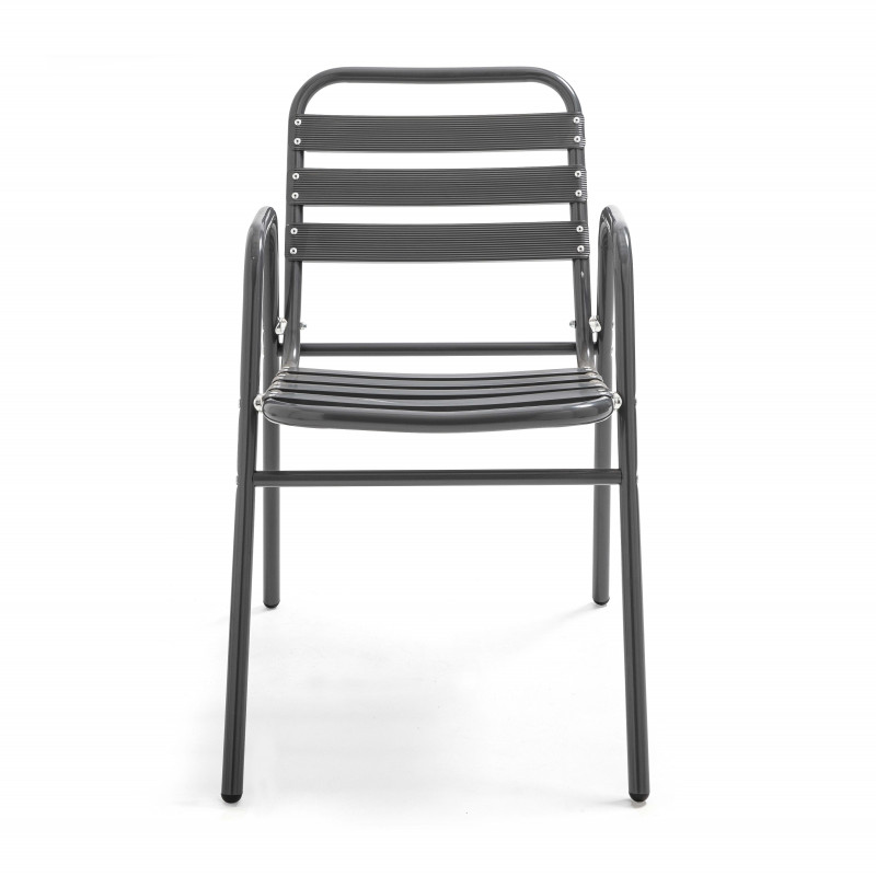 Chaise de terrasse empilable café bistro en aluminium gris anthracite Chaise de terrasse empilable café bistro en aluminium gris anthracite