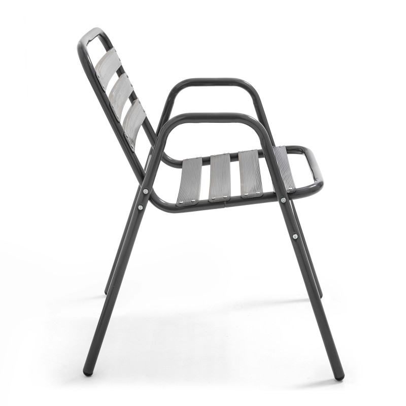 Fauteuil de terrasse empilables café bistro en alu gris anthracite Fauteuil de terrasse empilables café bistro en alu gris anthracite