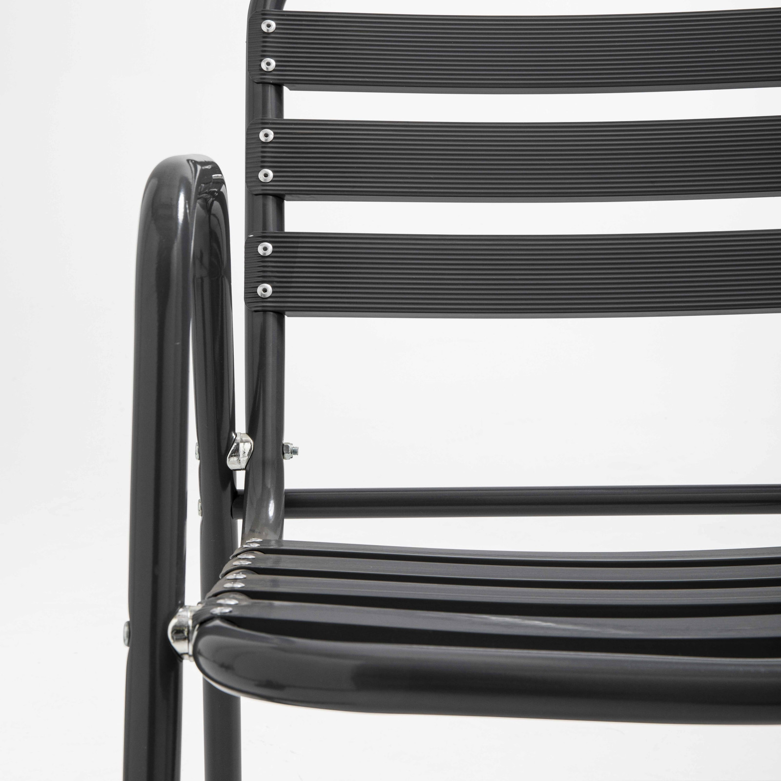 Fauteuil de terrasse empilable café bistro en aluminium gris anthracite