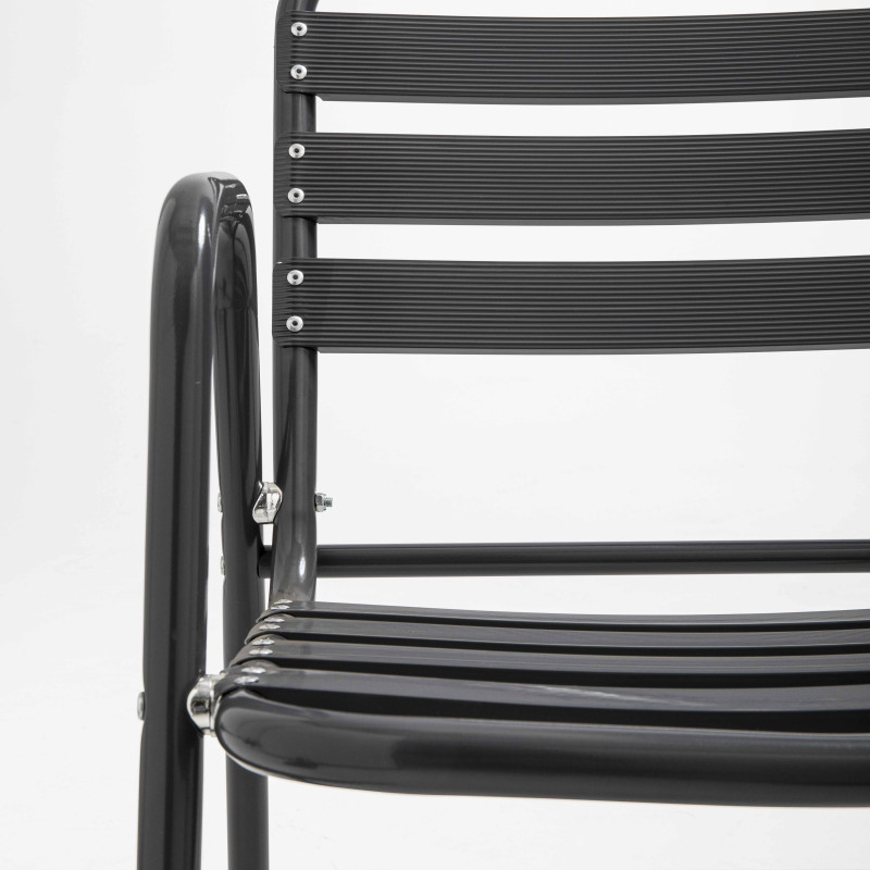 Fauteuil de terrasse empilable café bistro en aluminium gris anthracite Fauteuil de terrasse empilable café bistro en aluminium gris anthracite